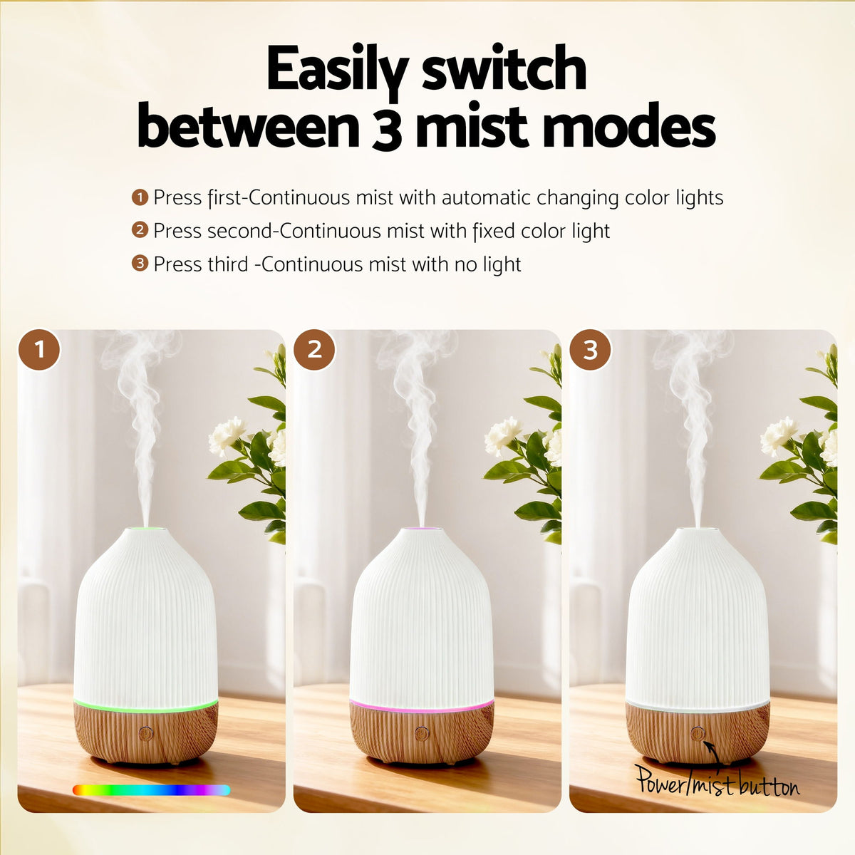 Devanti Ultrasonic Aroma Diffuser Aromatherapy 100ml LED Lights Iron Humidifier Forest