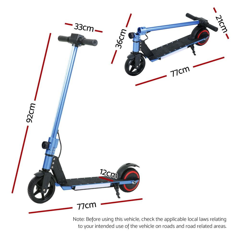 Electric Scooter 130W 16KM/H LED Light Folding Portable Riding Commuter Blue