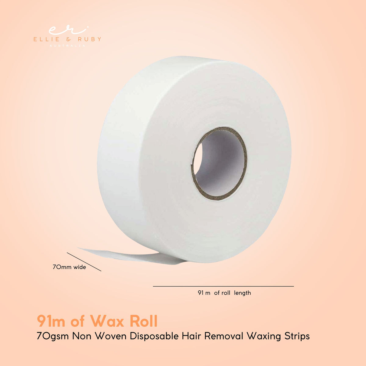 Ellie & Ruby 91m Wax Strip Roll 70gsm Non Woven Hair Removal Strips