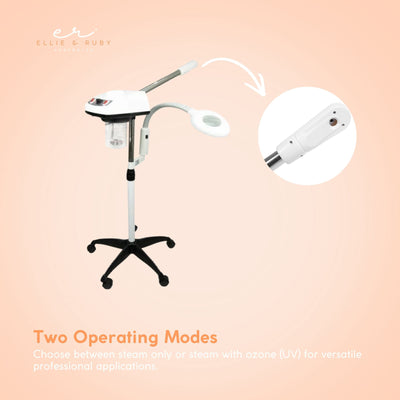 Ellie & Ruby Facial Steamer Magnifying Lamp - 2in1 Professional Beauty Machine