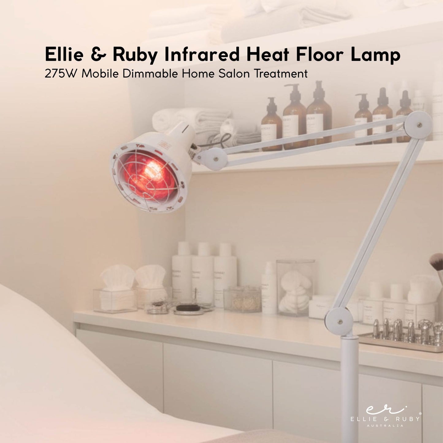 Ellie & Ruby Infrared Heat Floor Lamp 275W Mobile Dimmable Home Salon Treatment