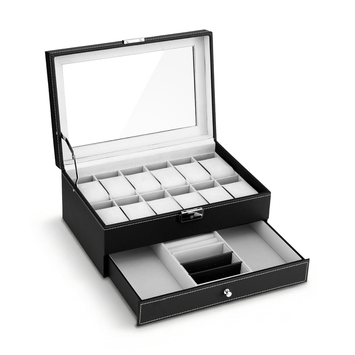 Embellir 12 Grids Watch Box Organizer Case Jewelry Display Storage Showcase