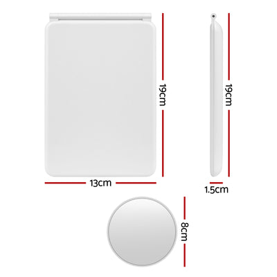 Embellir Portable Travel Makeup Mirror Rechargeable Makeup Mirror with Lights 10x Magnifier White