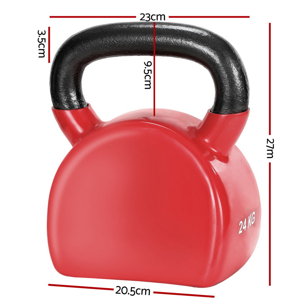 Everfit 24kg Kettlebell Weightlifting Bench Dumbbells Kettle Bell Gym Home