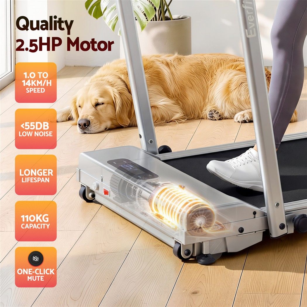 Everfit 3 in 1 Walking Pad Treadmill 12% Incline Under Desk Foldable for Home With 38cm Belt Silver