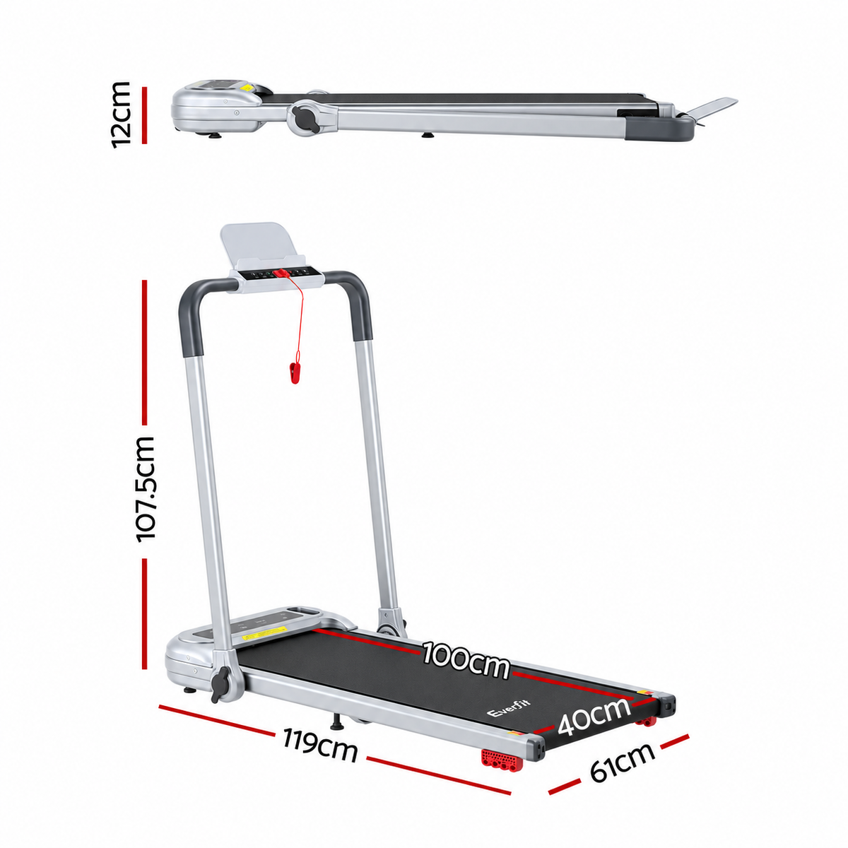 Everfit 3 in1 Treadmill Electric Walking Pad with Incline Foldable for Home Gym Silver