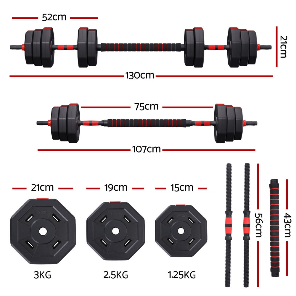 Everfit 40kg Adjustable Dumbbell Barbell Set Weight Plates Home Workout