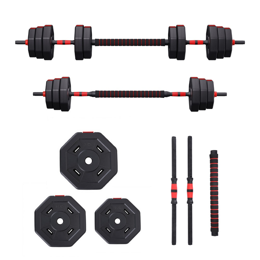 Everfit 40kg Adjustable Dumbbell Barbell Set Weight Plates Home Workout