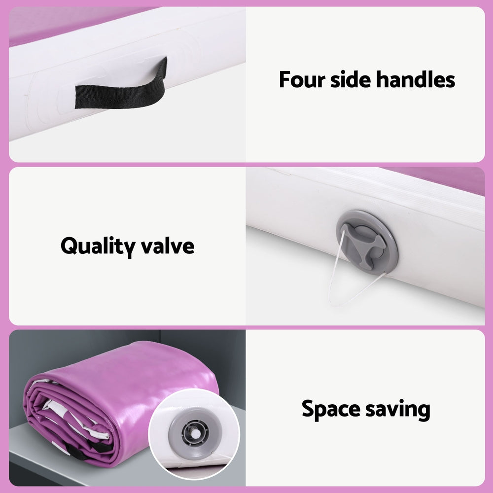 Everfit 4M Air Track Gymnastics Tumbling Exercise Yoga Mat W/ Pump Inflatable Purple
