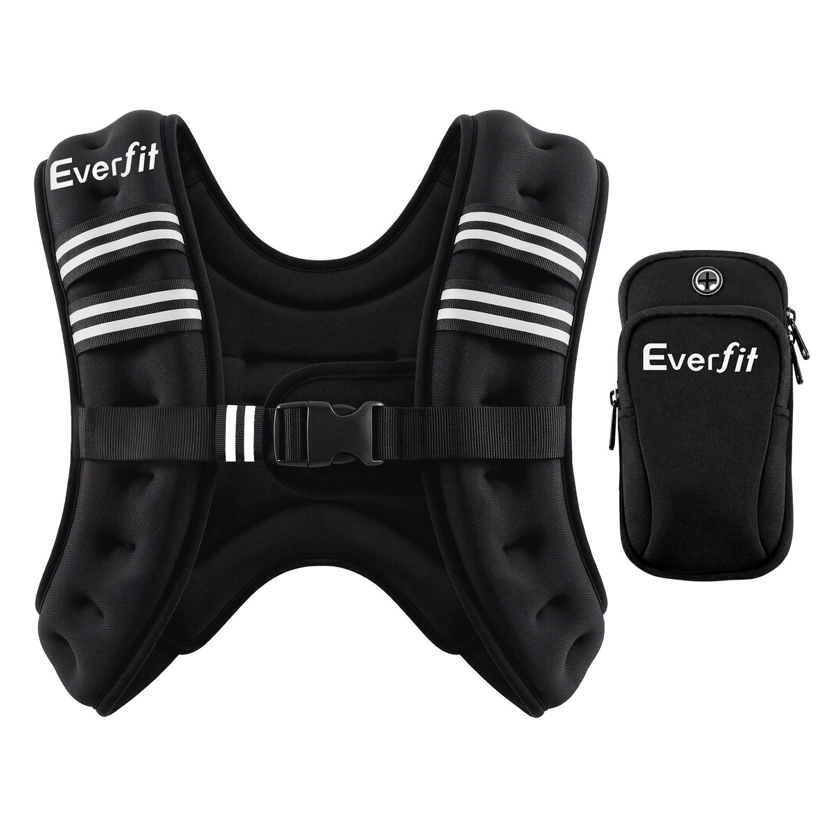 Everfit 5kg Weighted Vest Men Women, Reflective Running Vest with Armband Pouch