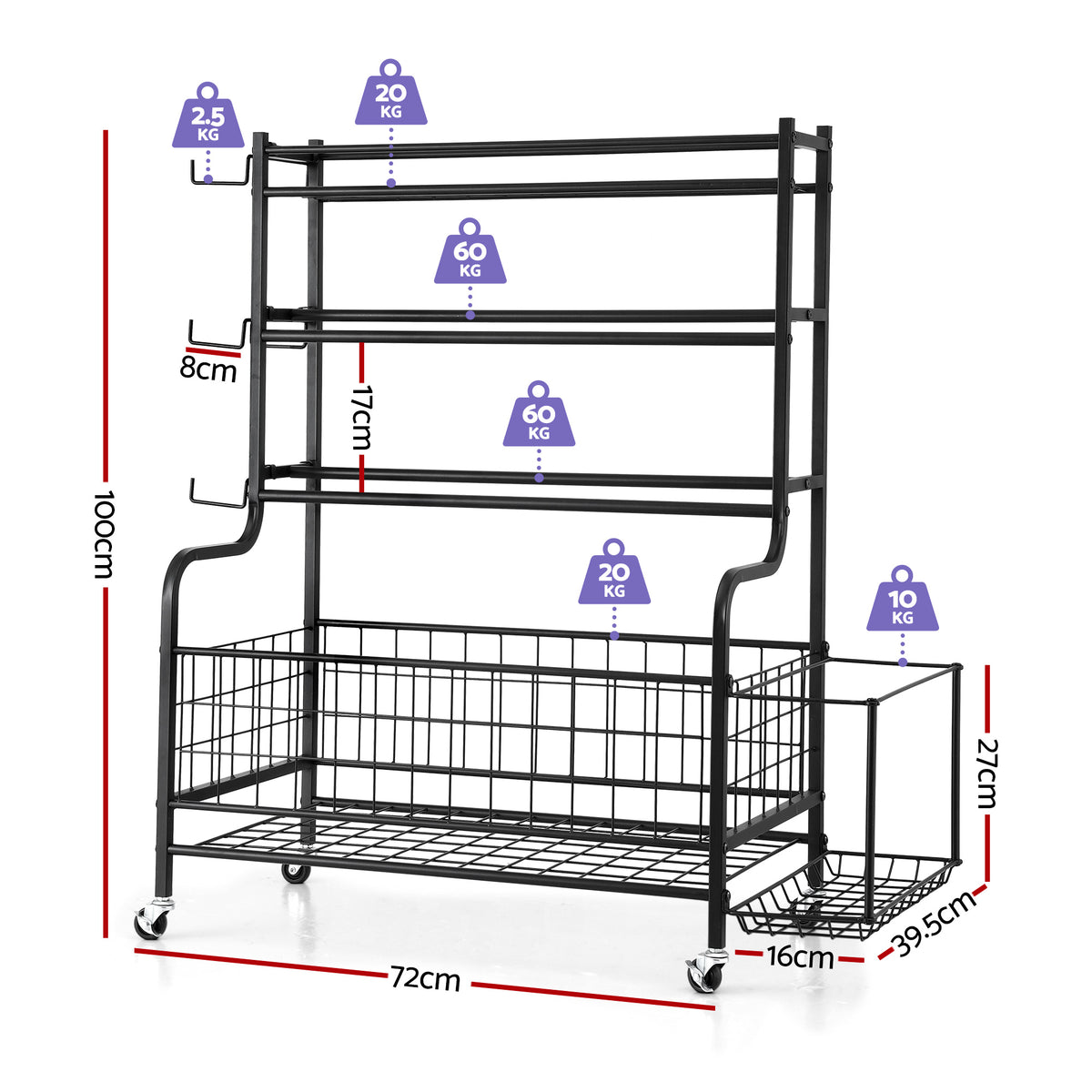 Everfit Dumbbell Rack Weight Rack for Dumbbells Home Gym Storage Black