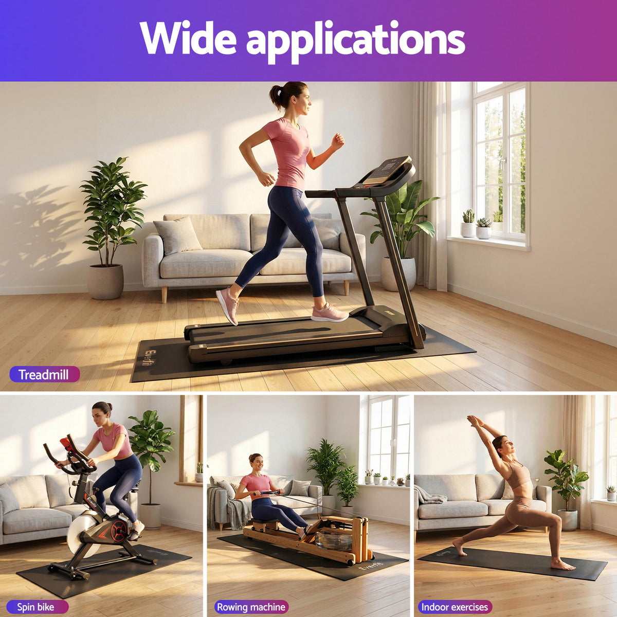 Everfit Exercise Equipment Mat Treadmill Floor Rug Home Gym Fitness Yoga 1.8M