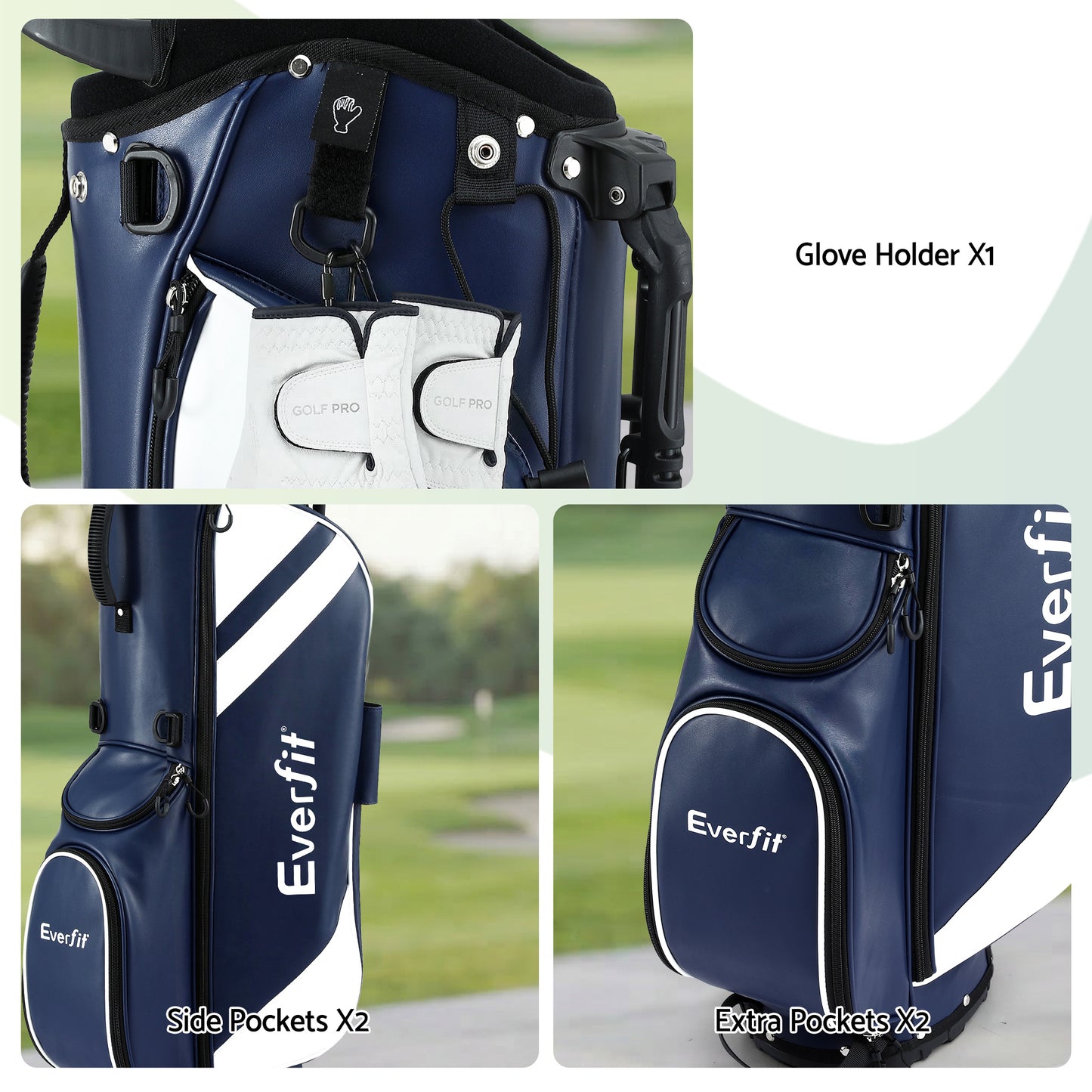 Everfit Golf Stand Bag Lightweight Carry Bag Dual Strap Club Divider Blue