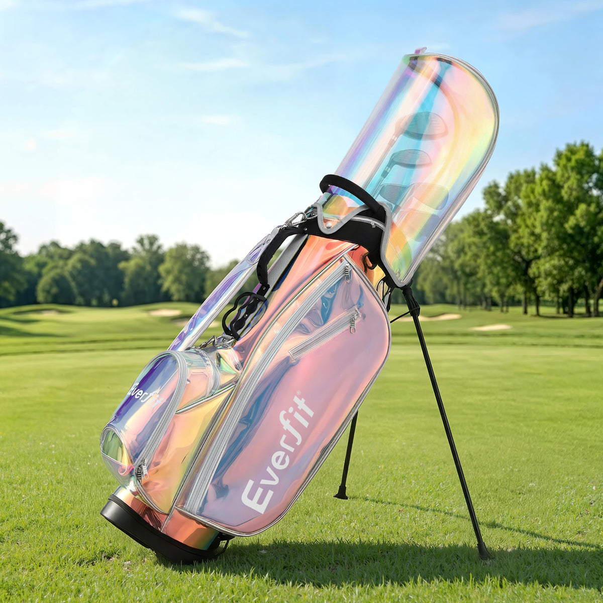 Everfit Golf Stand Bag Lightweight Carry Bag Dual Strap Club Divider Holographic