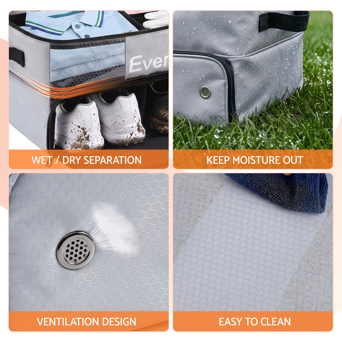 Everfit Golf Storage Bag 2-Tier Trunk Organizer with Ventilated Shoe Compartment Grey