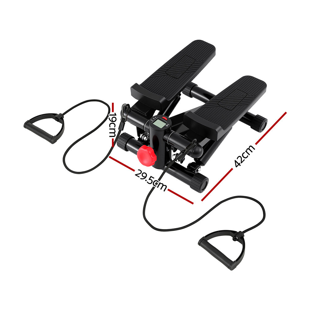 Everfit Mini Stepper with Resistance Rope Aerobic for Exercise Compact Home Workout Black