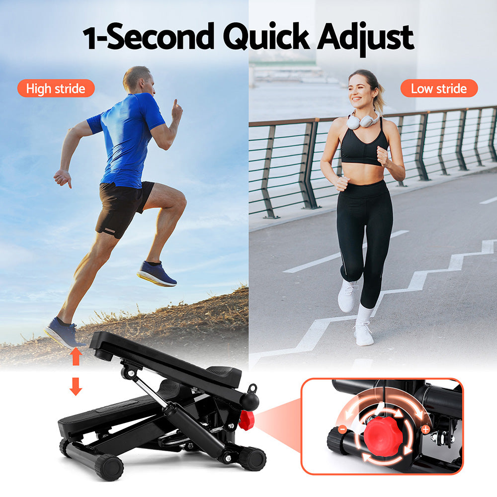 Everfit Mini Stepper with Resistance Rope Aerobic for Exercise Compact Home Workout Black