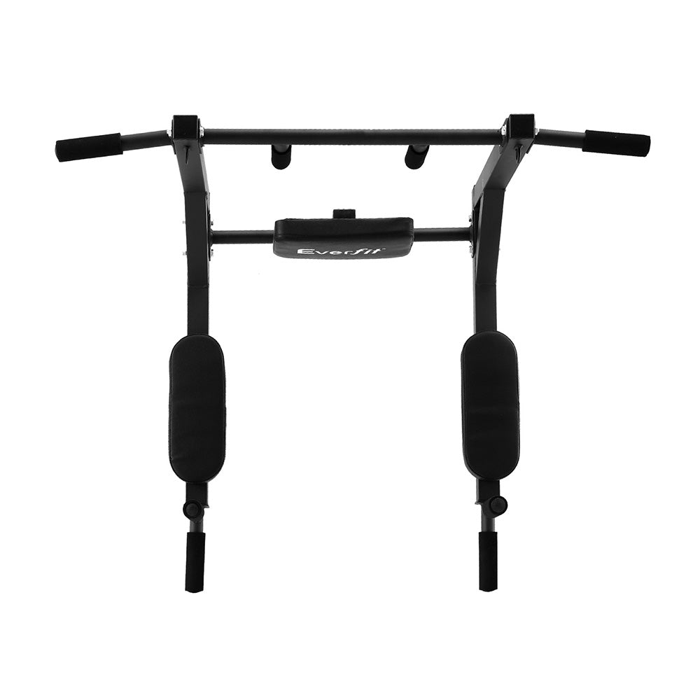 Everfit Pull Up Bar Dip Station Multi Gym 150kg Home Power Station Black Red