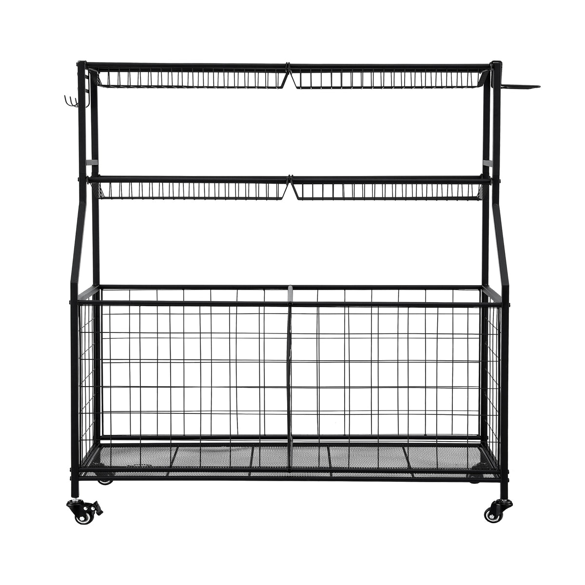Everfit Sports Equipment Organizer Storage with Wheels Multi-Sport Garage Gym Black