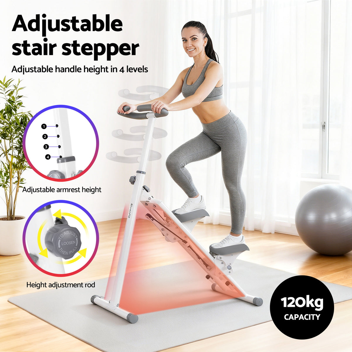 Everfit Step Machine Stair Climber for Home Gym Exercise Foldable LED Display Adjustable Handlebar