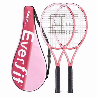 Everfit Tennis Racket Set 2 Pack 27 Inch Lightweight Cushioned Grip for Adults Pink