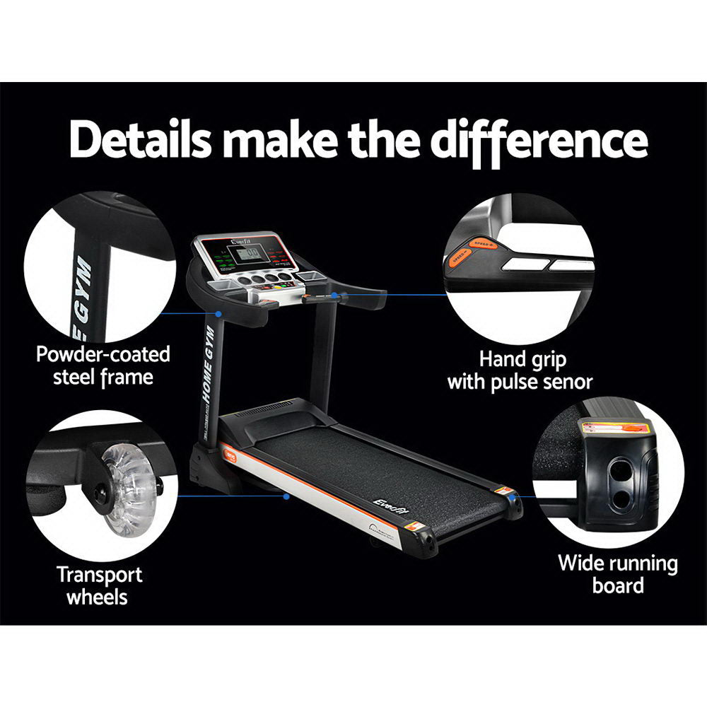 Everfit Treadmill Electric Auto Level Incline Home Gym Fitness Exercise 450mm