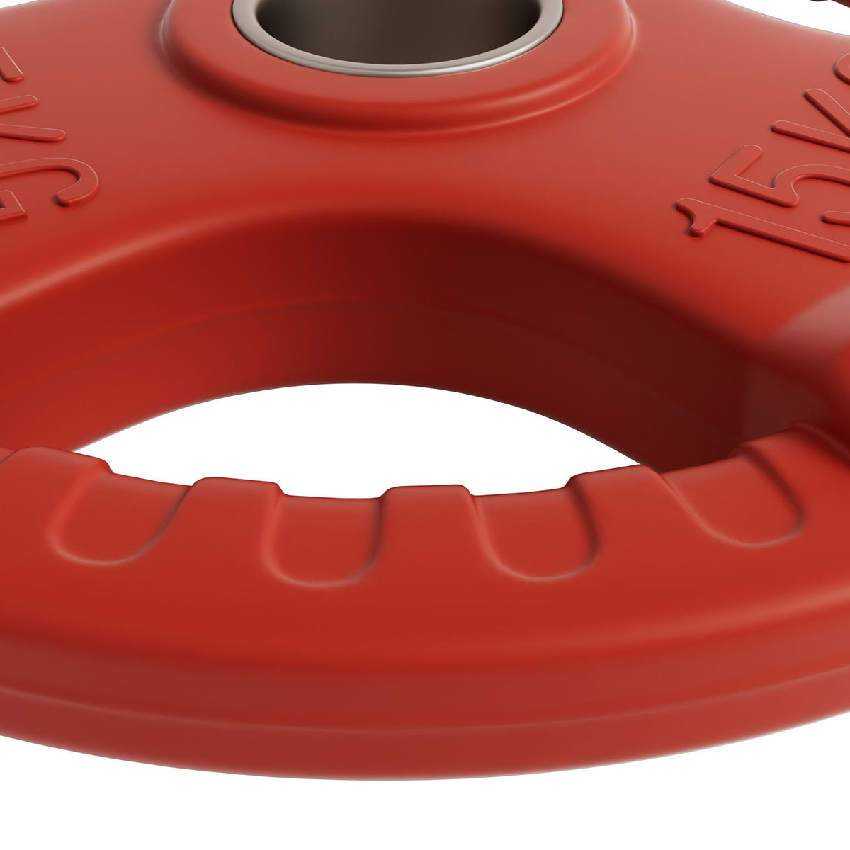 Everfit Weight Plates Olympic 15kg Dumbbell Barbell Plate Weight Lifting Home Gym Red