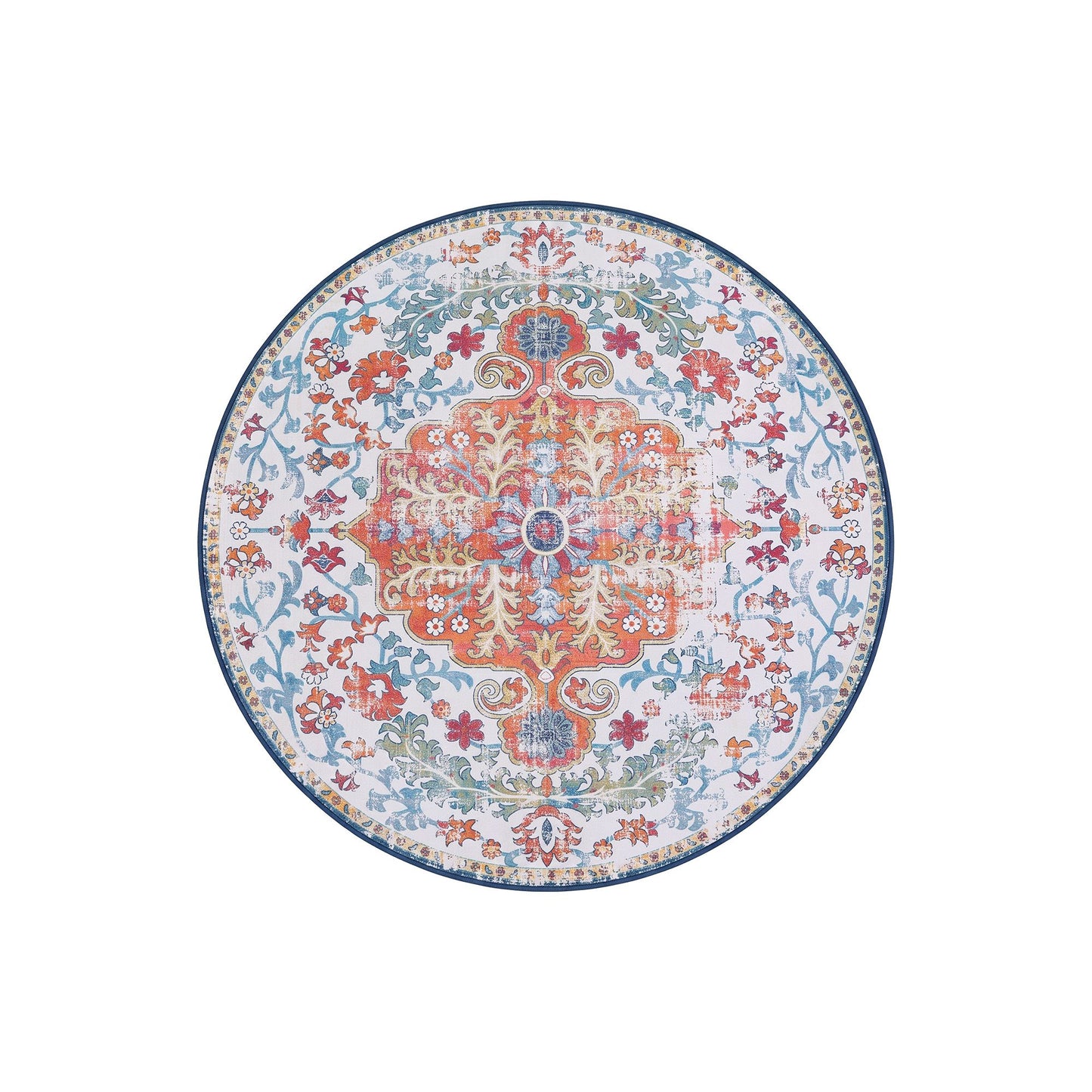 Artiss 120 cm Round Rugs for Living Room With Silicone Dots Grip For Bedroom Entryway 5mm Ultra Thin Foldable Machine Washable Vintage Boho Floor Carpet