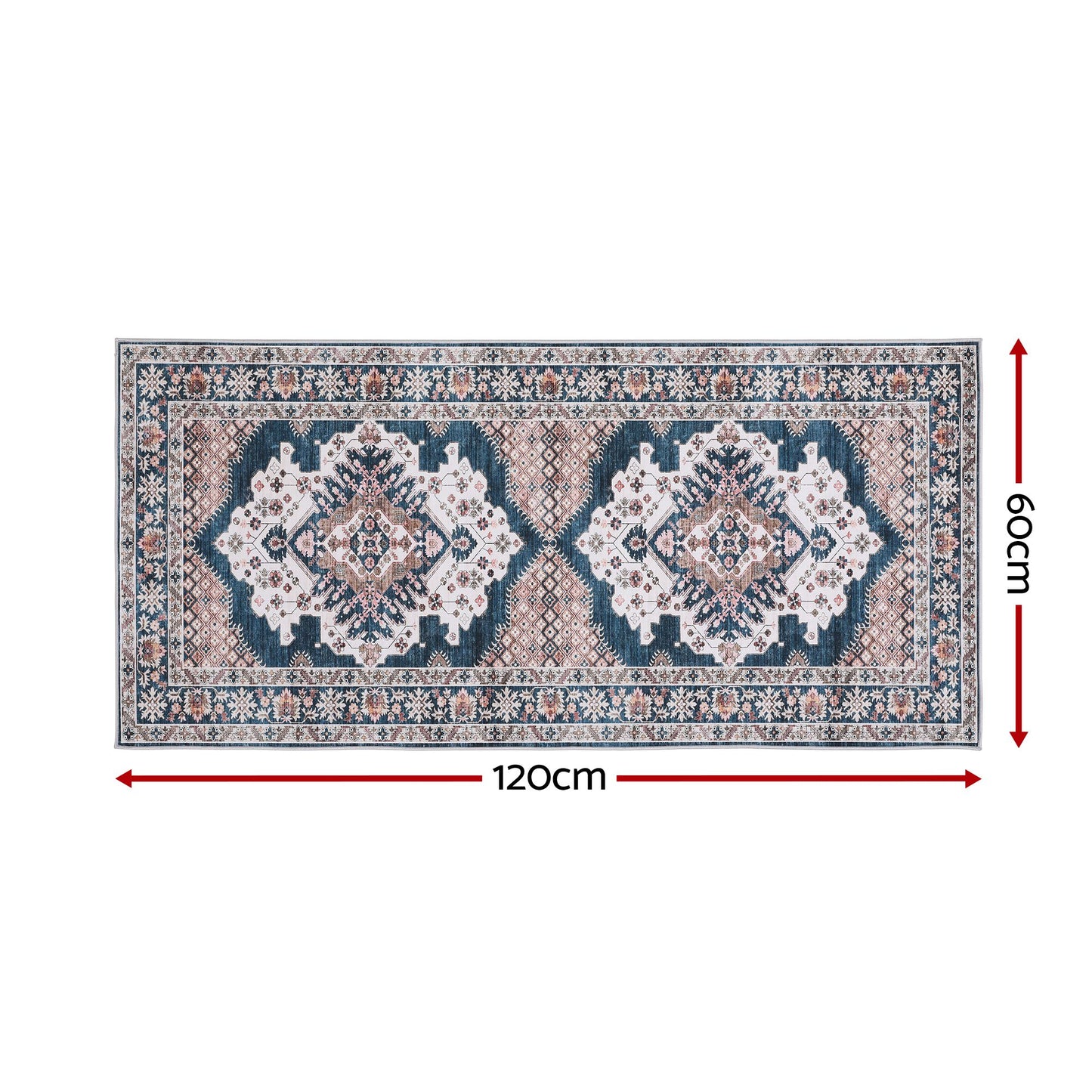 Artiss 60 x 120 cm Washable Runner Area Rug No Hard Glue Quilt-Like Soft for Home Decor, 0.5cm Ultra-Thin Pet Friendly Bohemian Medallion Bedroom Carpet
