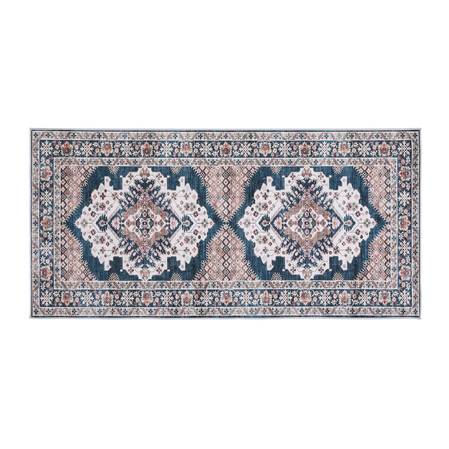 Artiss 60 x 120 cm Washable Runner Area Rug No Hard Glue Quilt-Like Soft for Home Decor, 0.5cm Ultra-Thin Pet Friendly Bohemian Medallion Bedroom Carpet