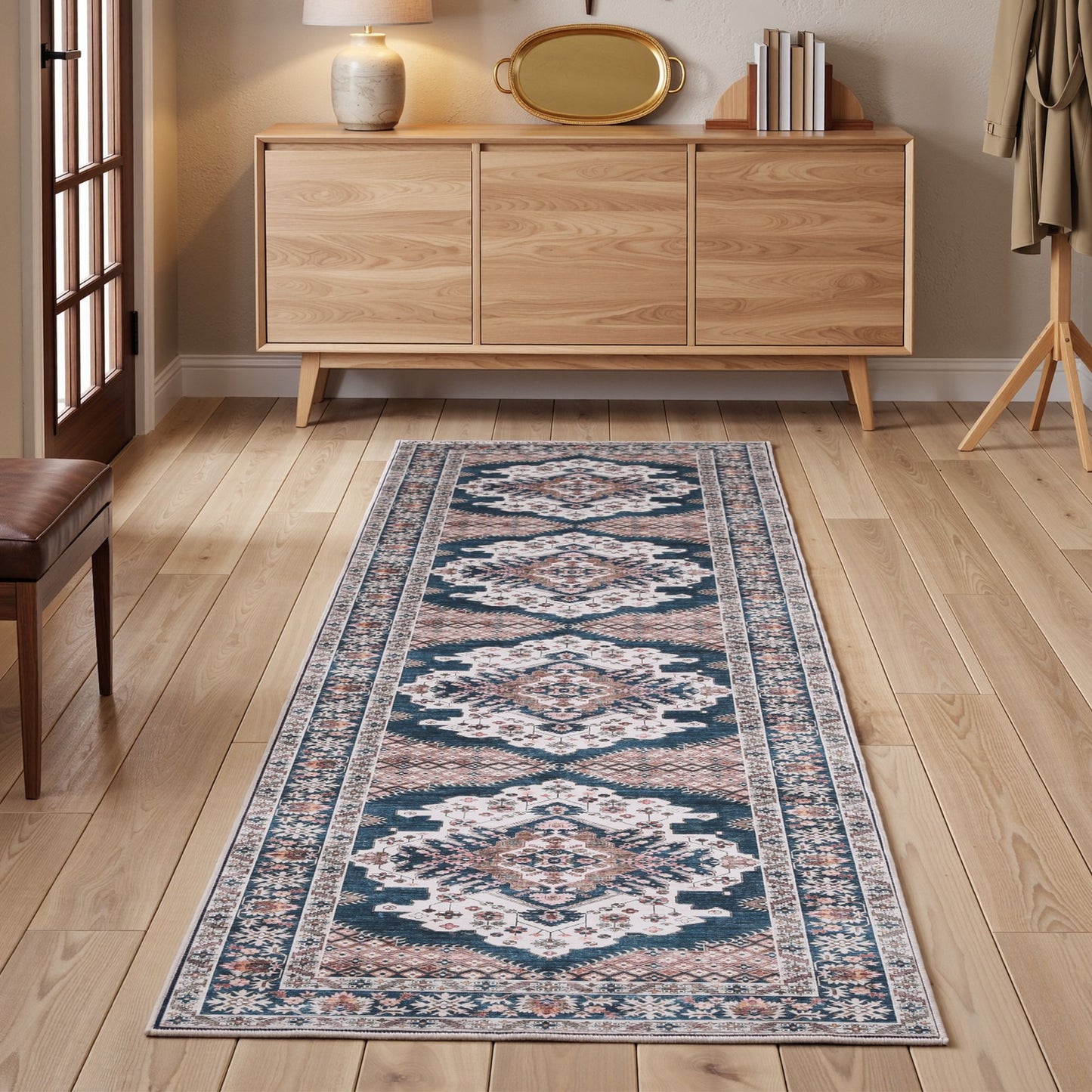 Artiss 60 x 300 cm Washable Runner Area Rug No Hard Glue Quilt-Like Soft for Home Decor, 0.5cm Ultra-Thin Pet Friendly Bohemian Medallion Bedroom Carpet