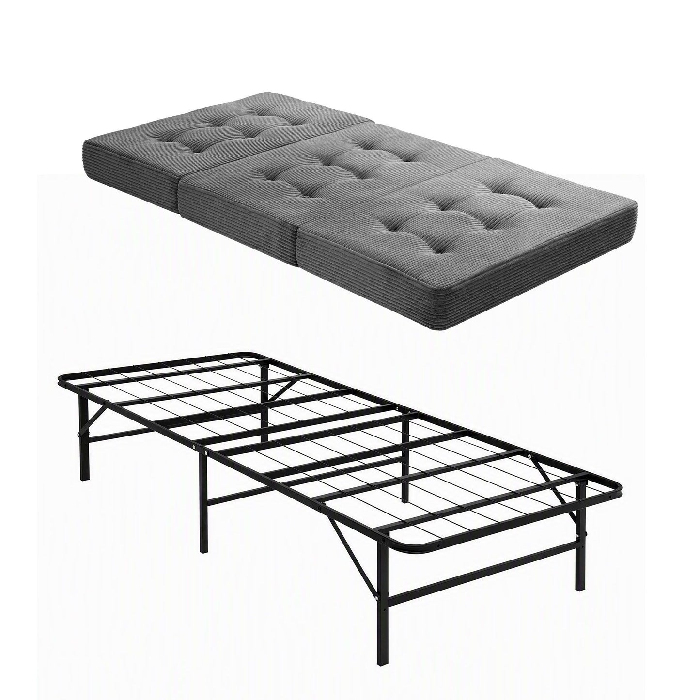 Giselle Single Folding Bed with Mattress Metal Frame Guest Bed 15cm Foam Foldable