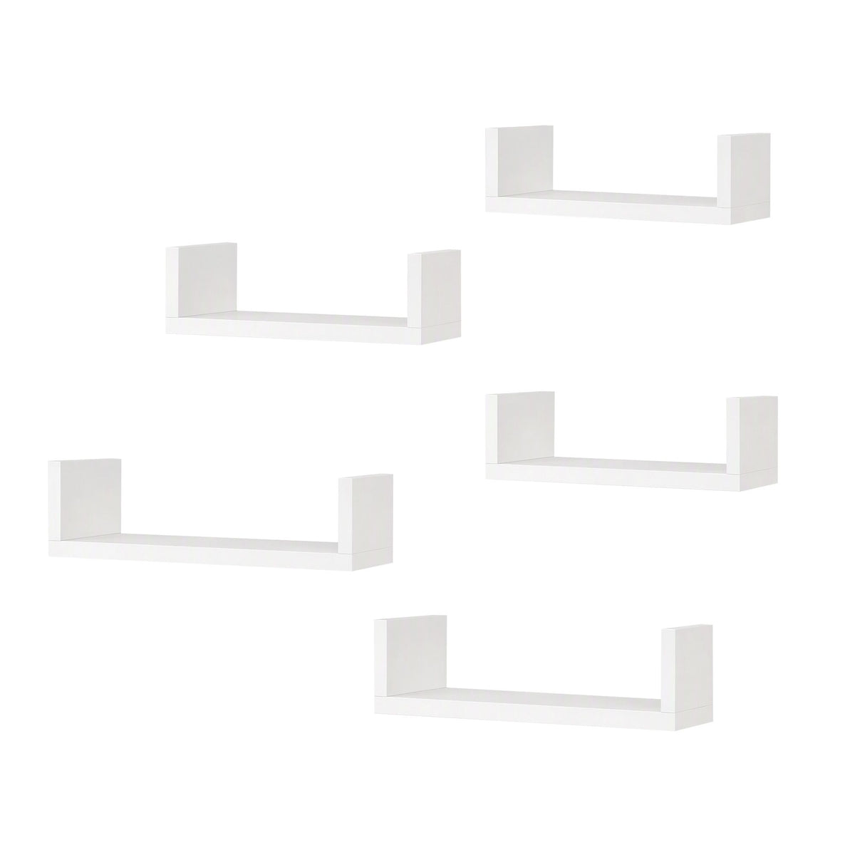 Artiss Floating Wall Shelves Set of 5 Mounted U-Shape Display Ledge, White