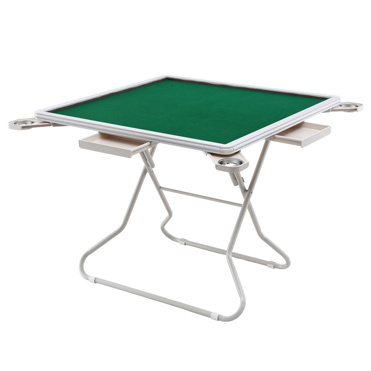 Folding Mahjong Table for Home with 4 Drawers and Cup Holders Green