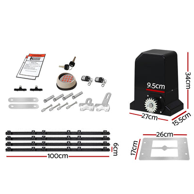 LockMaster Automatic Sliding Gate Opener Kit Keypad 4M 1000KG