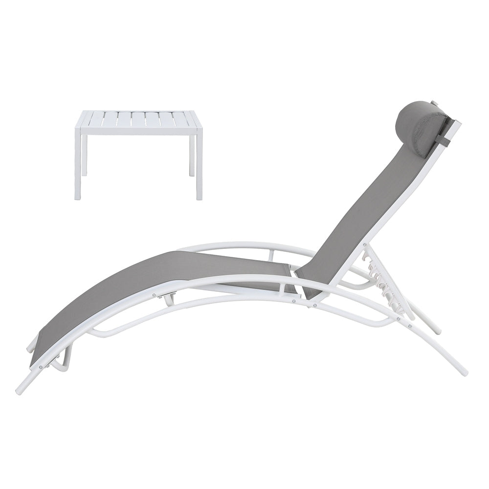 Gardeon 3PC Sun Lounge Outdoor Lounger Table Chairs Steel Patio Furniture Garden