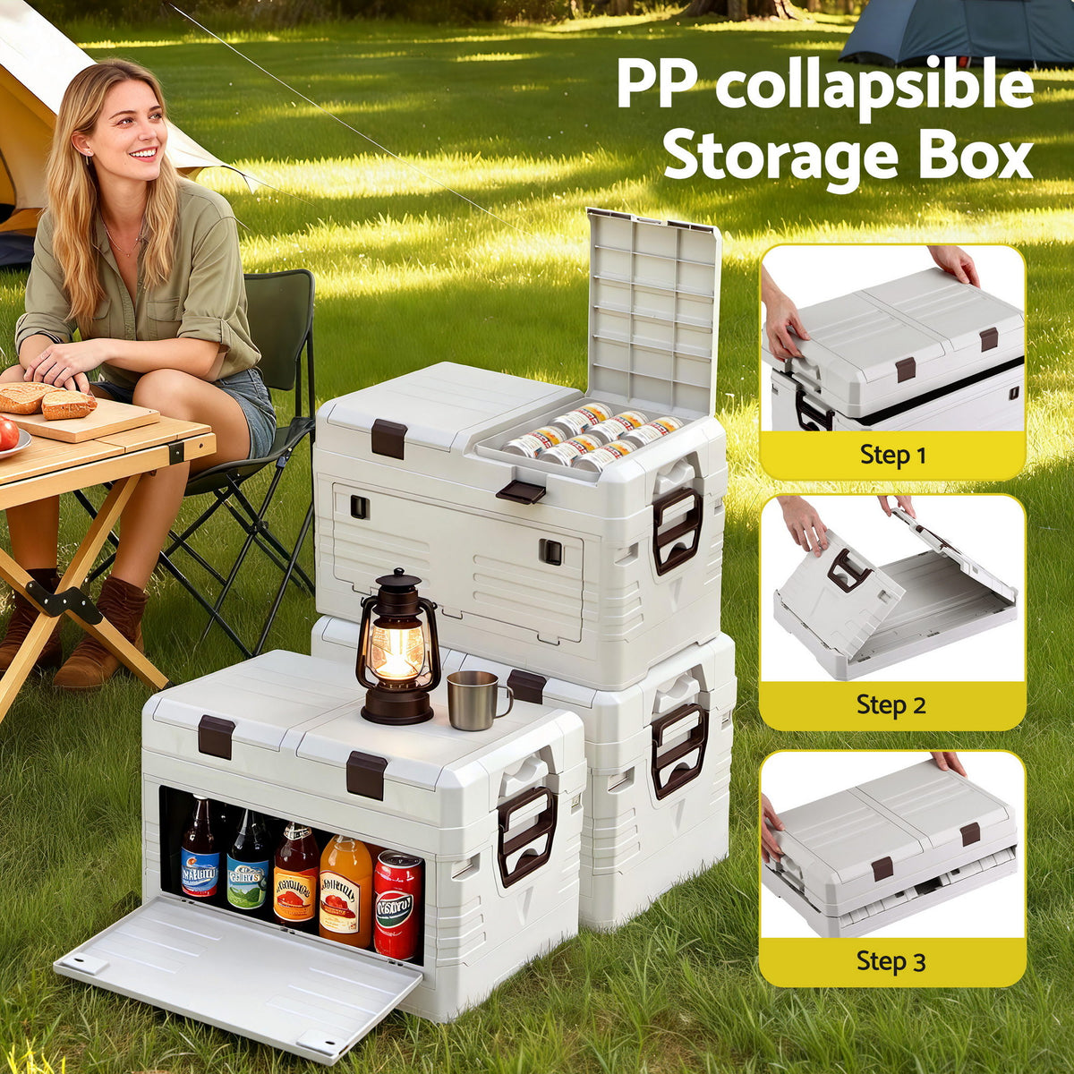 Gardeon 40L Outdoor Storage Box Foldable Camping Collapsible Bins Organizer