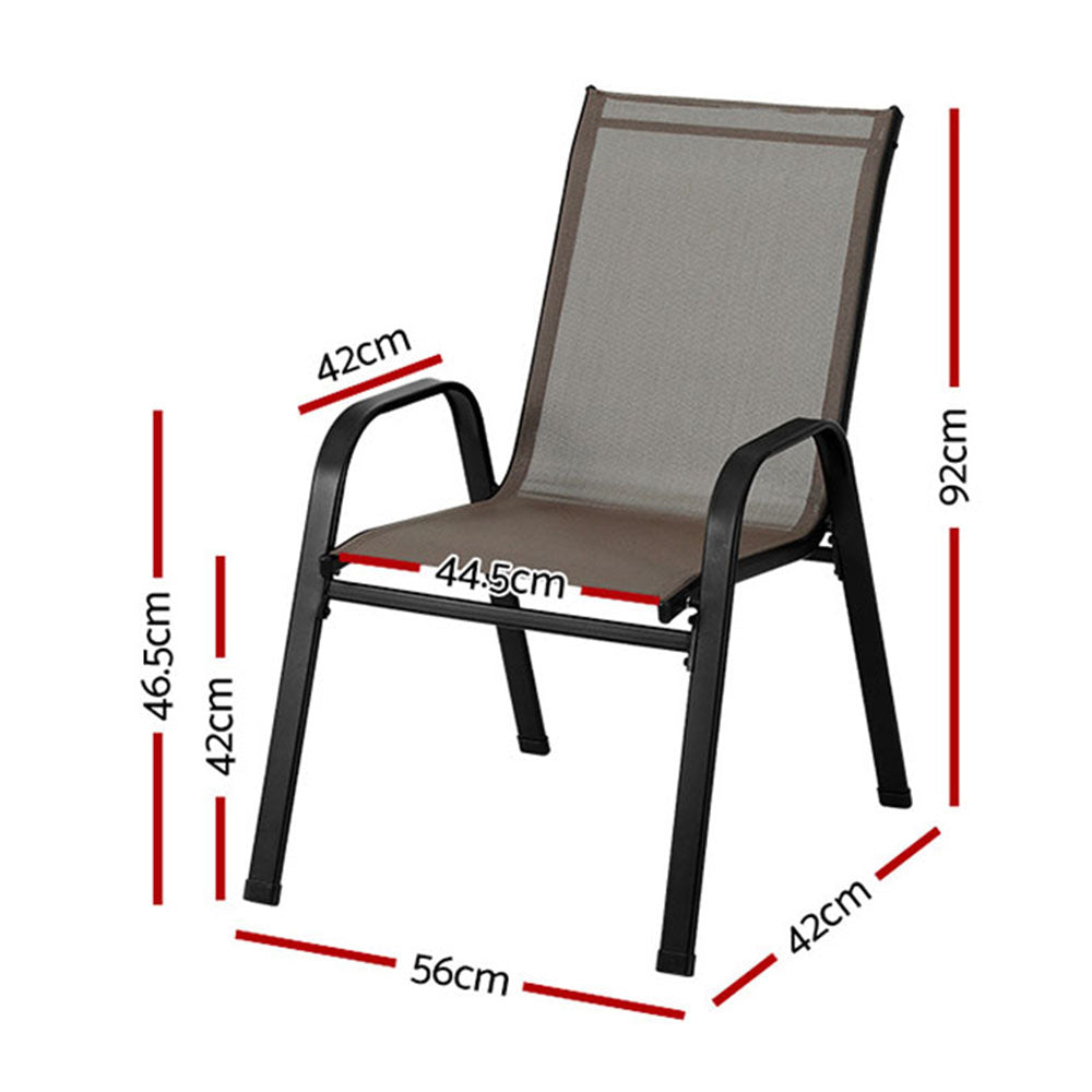 Gardeon 6PC Outdoor Dining Chairs Stackable Lounge Chair Patio Furniture Brown