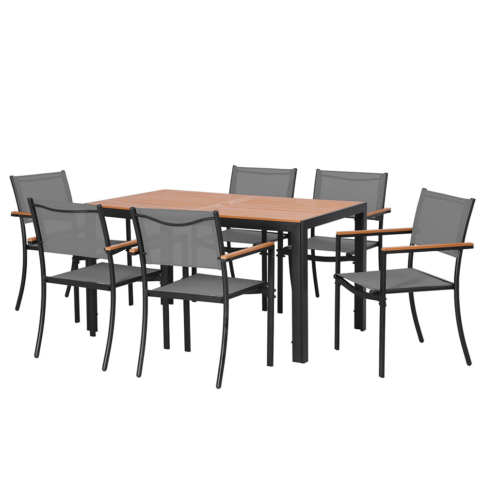 Gardeon 7PCS Outdoor Dining Set Table and Chairs Patio Garden Furniture Bistro Set