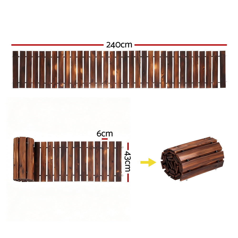 Gardeon 8FT Wooden Garden Pathway Roll-Out Straight Walkway Outdoor Backyard Charcoal Brown