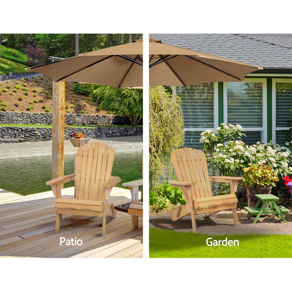 Gardeon Adirondack Outdoor Chairs Wooden Beach Chair Patio Furniture Garden Natural
