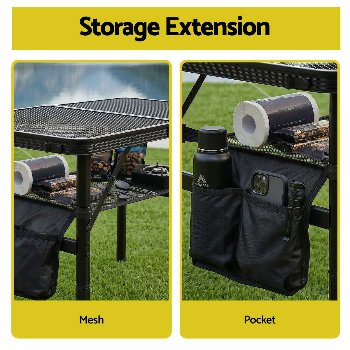 Gardeon BBQ Camp Table, 60*40*56 Portable Foldable Lightweight Grill Outdoor Metal Table 2.5kg