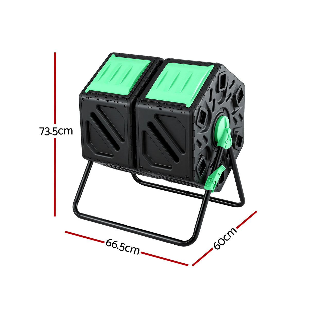 Gardeon Compost Bin Dual-Chamber 130L Composter Tumbler Rotating Garden Recycle Food Waste