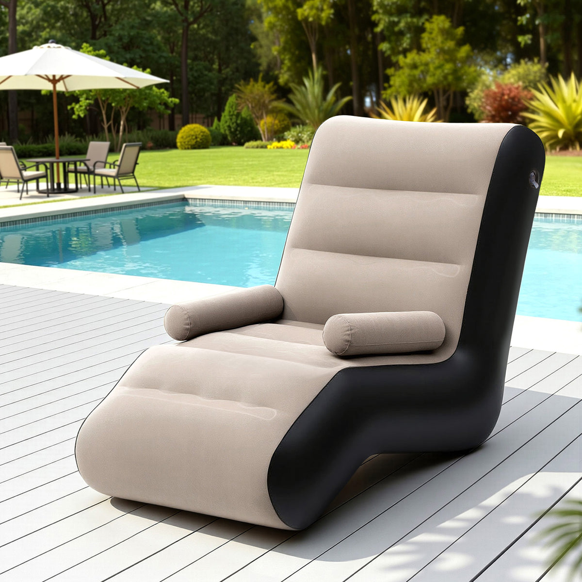 Gardeon Inflatable Chair Sun Lounger Blow Up Folding Air Chairs Sofa for Camping with Pump
