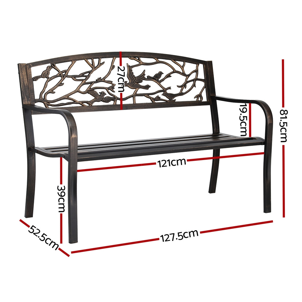 Gardeon Outdoor Bench Seat Garden Steel Outdoor Furniture 3 Seater Park Bronze