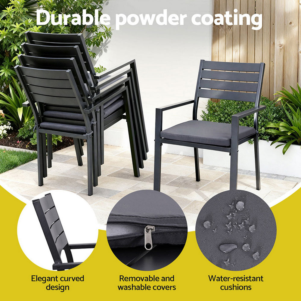 Gardeon Outdoor Dining Set 9PCS Aluminum Extendable Table Chairs Patio Furniture