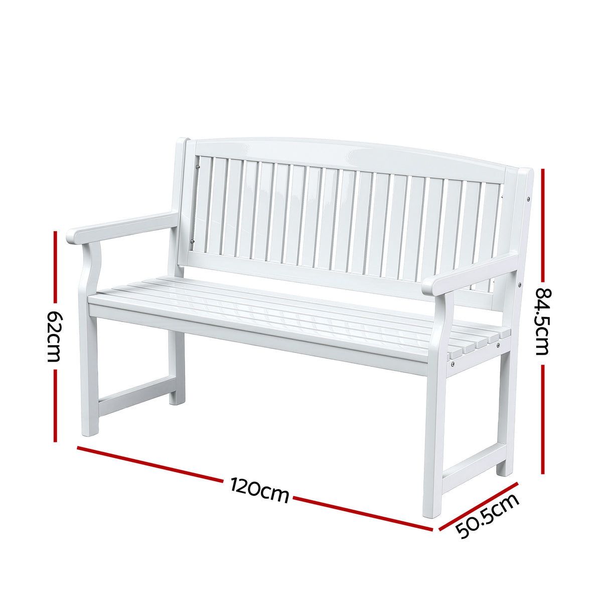 Gardeon Outdoor Garden Bench Wooden 2 Seater Lounge Chair Patio Furniture White