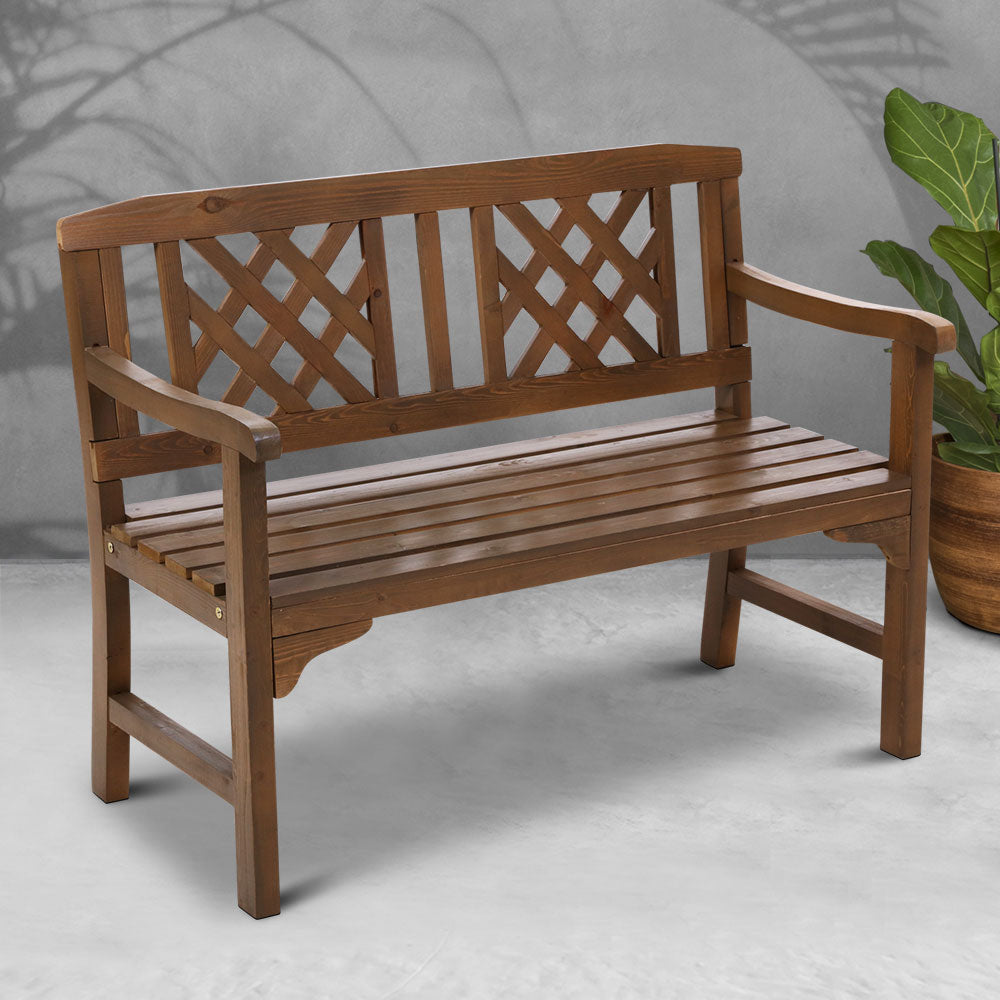 Gardeon Outdoor Garden Bench Wooden Chair 2 Seat Patio Furniture Lounge Natural
