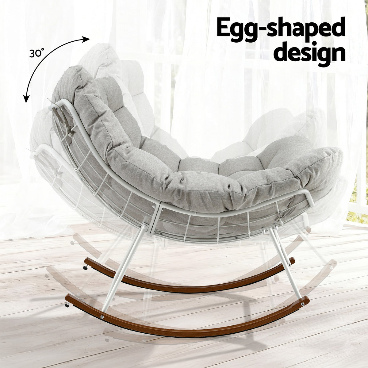 Gardeon Outdoor Rocking Chair Furniture Papasan Recliner Garden Patio Lounge Setting White