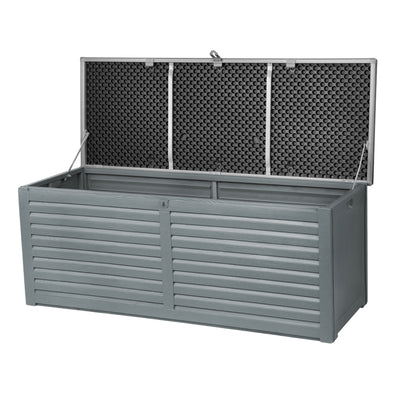 Gardeon Outdoor Storage Box 390L Container Lockable Garden Bench Tools Toy Shed Black